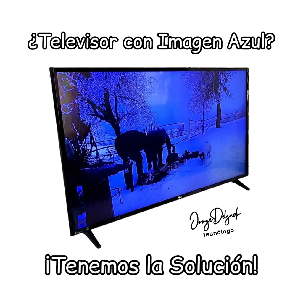 Televisor Smart TV con imagen azulada causada por desgaste de LEDs y falla en el fósforo