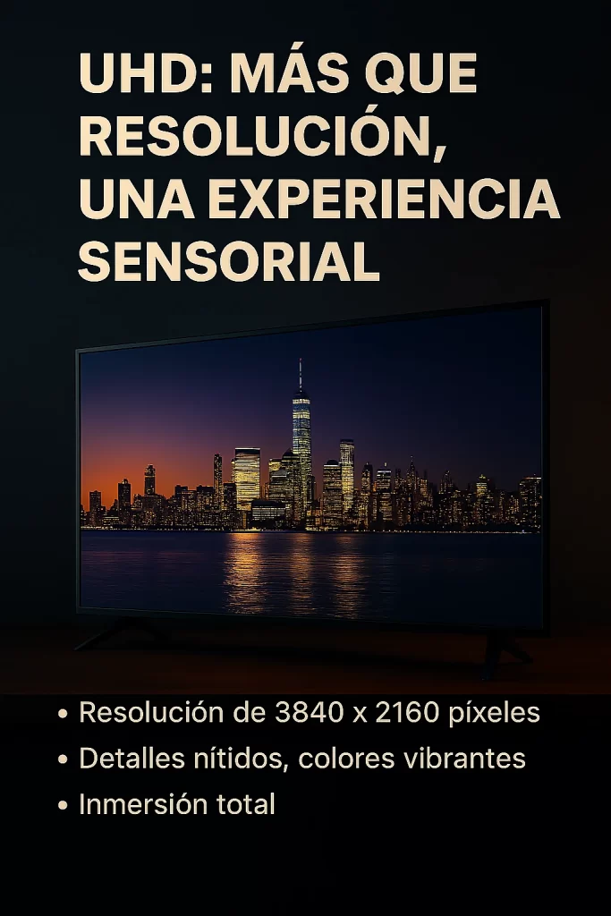 📌 “Televisor mostrando contenido en Ultra High Definition con contraste intenso y colores vibrantes”