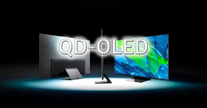 Ilustración sobre la tecnología QD-OLED en televisores Samsung: combinación de Quantum Dots y panel OLED — reparamostvs.com
