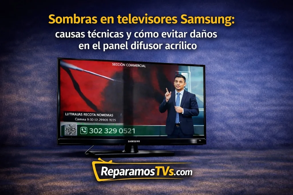 Sombras en televisores Samsung: prevención de daños en barras LED y panel difusor acrílico