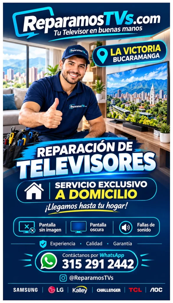 Reparación de televisores Smart TV a domicilio en La Victoria Bucaramanga con servicio técnico especializado