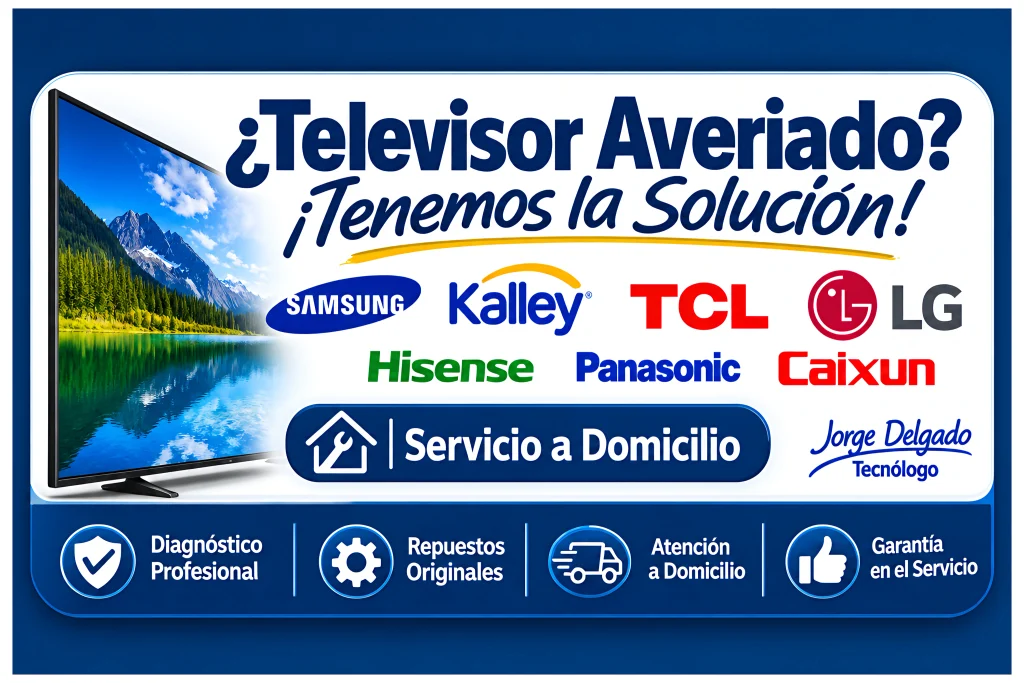 Reparación de Televisores Smart TV a Domicilio | ReparamosTVs.com Servicio de reparación de televisores Smart TV a domicilio en Bucaramanga y Floridablanca. Soporte técnico para televisores Samsung, LG, TCL, Kalley, Hisense, Panasonic y Caixun.